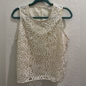 Charming Charlie Elegant Cream Lace Sleeveless Top